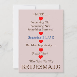 Invitation Bleu et or avec coeur Serez-vous ma servante d'acc