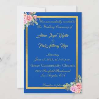 Invitation Bleu et or élégant
