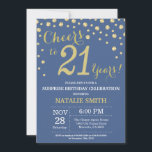 Invitation Bleu et or Surprise 21e Anniversaire Diamant<br><div class="desc">Surprise 21e anniversaire Invitation avec Arrière - plan diamant Parties scintillant bleue et or. Confetti d'or. Anniversaire adulte. Hommes ou Femmes Anniversaire. Pour plus de personnalisation,  cliquez sur le bouton "Customiser" et utilisez notre outil de conception pour modifier ce modèle.</div>