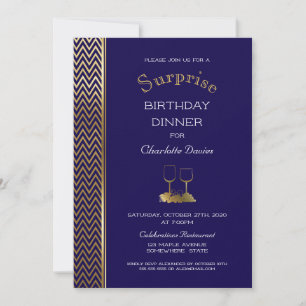 Invitation Bleu et or Surprise Anniversaire de la Marine
