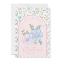 Bleu et rose Grandmillennial Floral Sweet 16