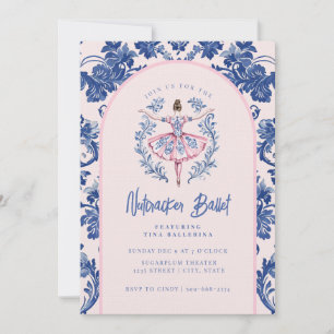 Invitation Bleu et rose Grandmillennial Nutcracker Ballet
