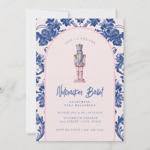 Invitation Bleu et rose Grandmillennial Nutcracker Ballet