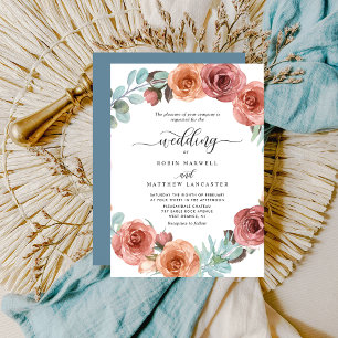 Invitation Bleu Ethérée Dusty, Mariage floral flou
