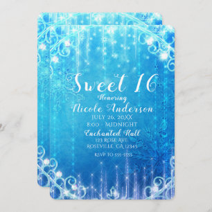Invitation Bleu étincelant Gelée Gelée Douce 16 Anniversaire