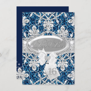 Invitation Bleu étincelle Diamant & Parties scintillant Sweet
