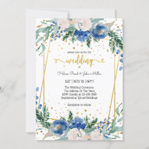 Invitation Bleu Fleur Bleu magnifique Enchanted Couple Mariag