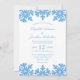 Invitation Bleu Flocon de neige Mariage d'hiver
