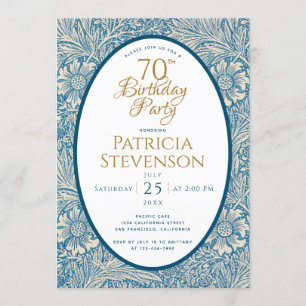 Invitation Bleu Floral 70e Anniversaire Marigold William Morr