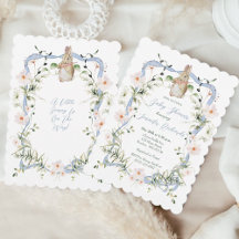 Bleu Floral Ribbon Baby Baby shower lapin