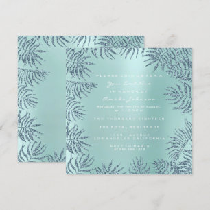 Invitation Bleu floral tropical de parties scintillantes en