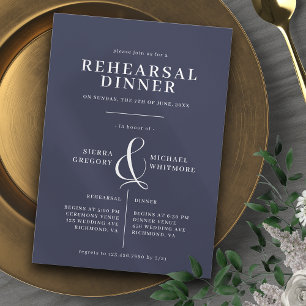 Invitation Bleu foncé de la marine Élégant Dîner De Répétit