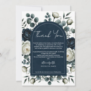 Invitation Bleu foncé et blanc Moderne Floral Végétal Mariage