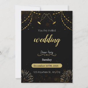 Invitation Bleu foncé et or Simple Mariage d'invitation