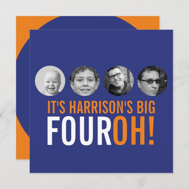 Invitation Bleu foncé orange 40ème FOUROH ! (Devant / Derrière)