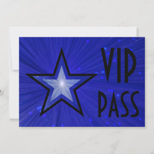 Invitation Bleu foncé Star 'VIP PASS' horizontal noir dos