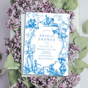 Invitation Bleu France Pays Fête des mariées animale de ferme