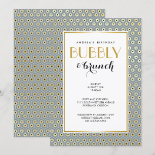 Invitation Bleu géométrique moderne de noir d'or de motif