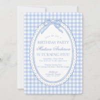 Bleu Gingham Coquette Noeud Papillon Fête d'annive