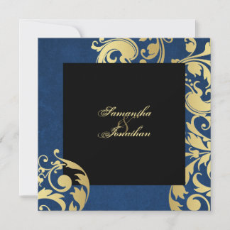 Invitation Bleu Gold Black Joli Floral