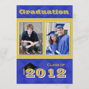 Invitation Bleu Gold Jacquard Graduation SCROLL DOWN pour 201