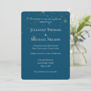Invitation Bleu Gold Night Under the Stars Mariage