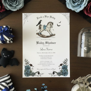 Invitation Bleu gothique Floral Rocse Baby shower