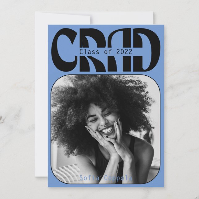 Invitation Bleu gothique moderne typographie Graduation 2022  (Devant)