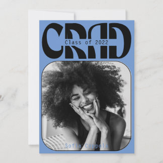 Invitation Bleu gothique moderne typographie Graduation 2022