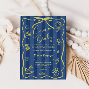 Invitation Bleu Grandes Italiennes Thème Ciao Baby shower