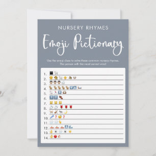 Invitation Bleu gris Emoji jeu de baby shower