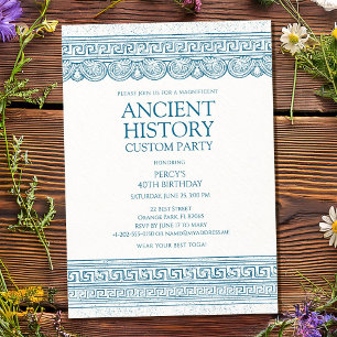 Invitation Bleu Histoire ancienne fête personnalisée