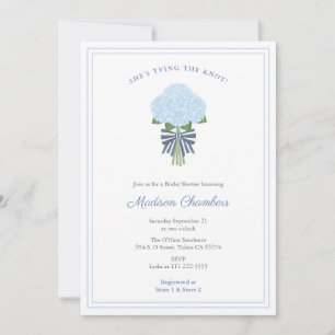 Invitation Bleu Hydrangea Attache La Fête des mariées De Knot