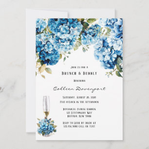 Invitation Bleu Hydrangea Butterfly Floral Brunch & Bubbly