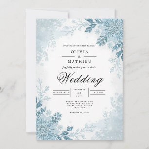Invitation Bleu Icy Mariage de neige