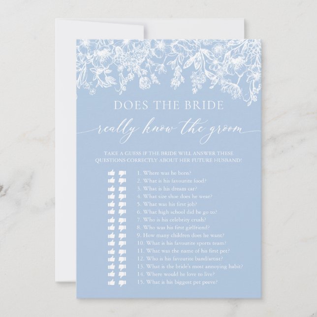 Invitation Bleu La mariée connaît vraiment le jeu Groom (Devant)