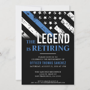 Invitation Bleu Léger Drapeau Police Parti de retraite
