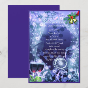 Invitation Bleu L'horloge frappe 12 fête du Nouvel An