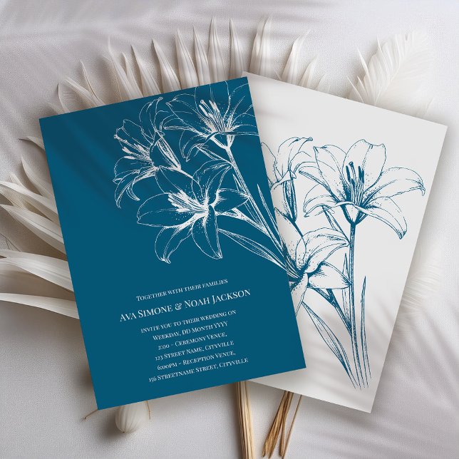 Invitation Bleu Lily Plan Mariage bleu (Créateur téléchargé)