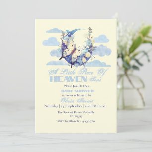 Invitation Bleu Lune Petit morceau du ciel envoyé Baby shower