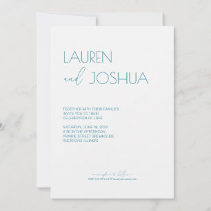 Invitation Bleu magique ・ Mariage de script minimaliste moder