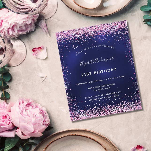 Invitation bleu marine anniversaire (Créateur téléchargé)