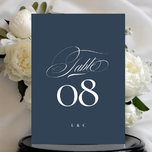 Invitation Bleu marine blanc élégant mariage 5 x 7 numéro de