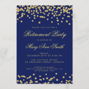 Invitation Bleu marine de confettis de parties scintillantes