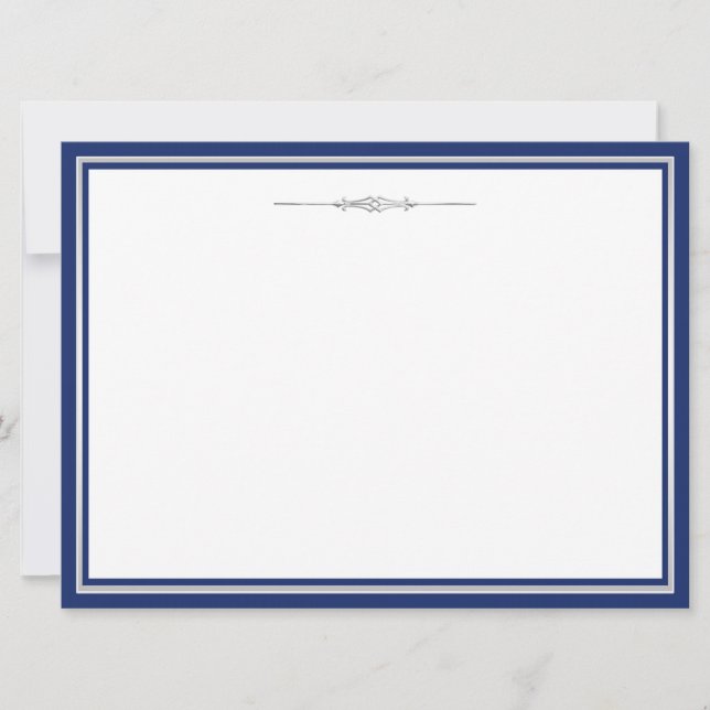 Invitation Bleu marine et argent (Devant)