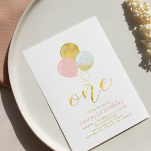 Invitation Bleu marine et étoile dorée   Un an   Fête d'anniv