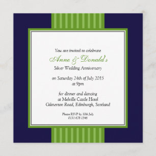 Invitation Bleu marine et fête d'anniversaire chique verte
