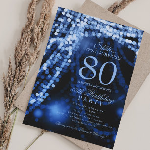 Invitation Bleu marine Fête d'anniversaire surprise élégant