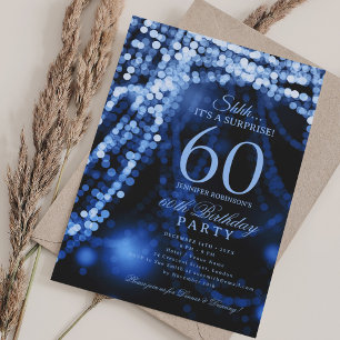 Invitation Bleu marine Fête surprise pour 60 ans