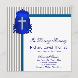 Invitation Bleu marine gris homme Dans Mémoire aimante Mémori